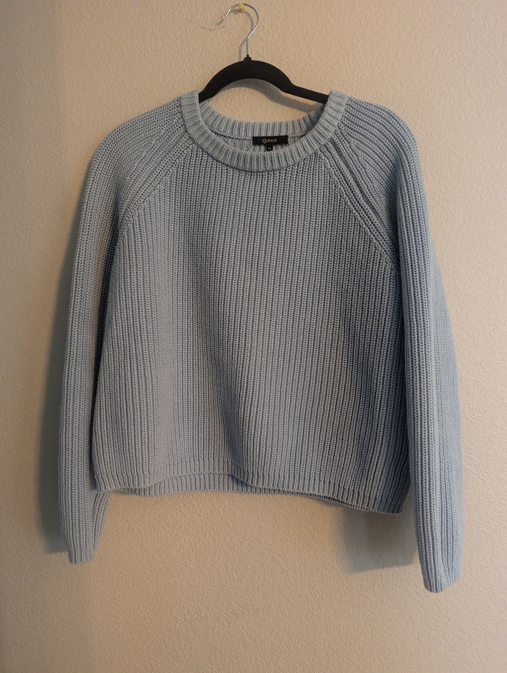 Quince Pale Blue Ribbed Crewneck Sweater - Women's